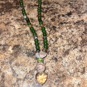 Earth’s Heart Necklace(Swarovski Crystal, Canadian jade and Botswana agate)